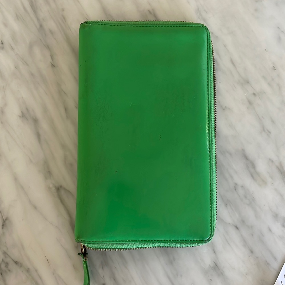 Comme des Garcons Glossy Emerald Zip Wallet